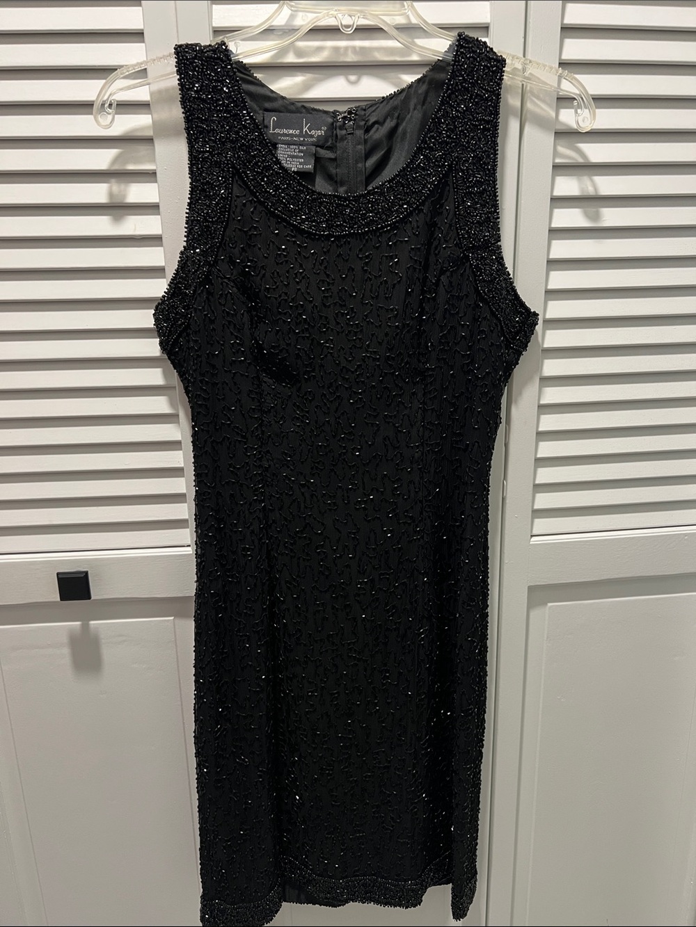 Laurence Kazar Black Beaded Mini Dress